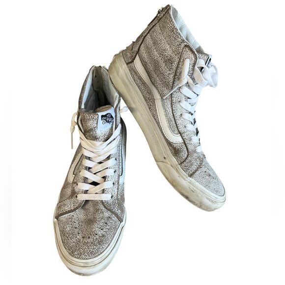 Vans distressed leather high top sneakers women’s 7.5 - Picture 1 of 6